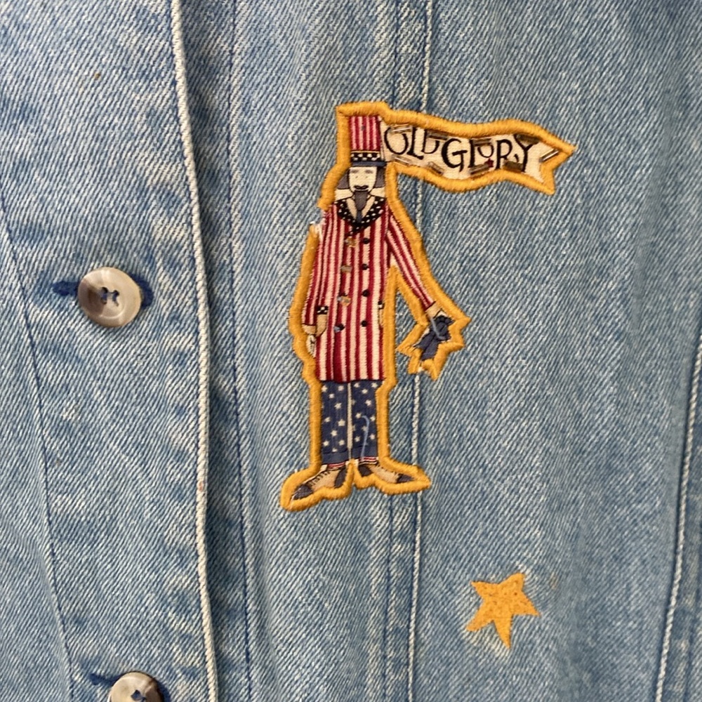 Quacker Factory Patriotic USA Denim Jean Jacket. Size XL - Picture 4 of 12